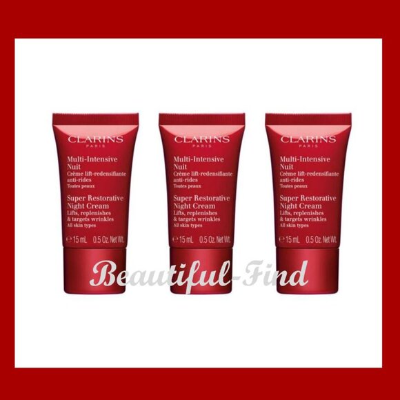 3 X Clarins Super Restorative Night Cream 0.5oz/15ml Total 45ml New